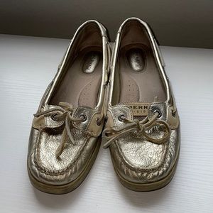 Sperry topsider gold shoes for women